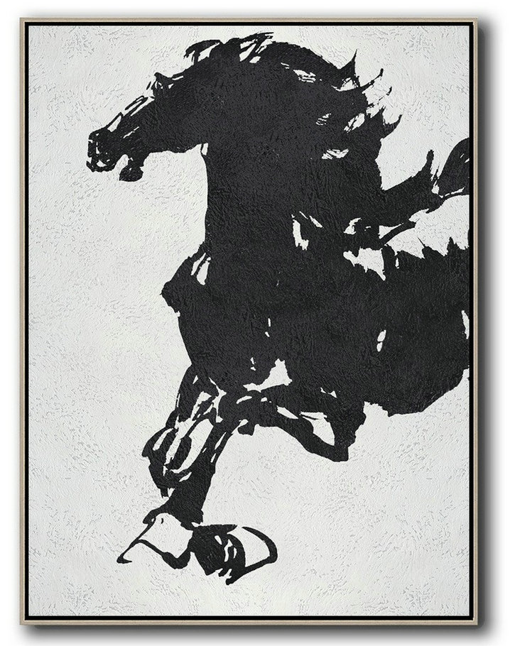 Canvas Artwork For Sale,Black And White Minimal Painting On Canvas - Canvas Paintings For Sale